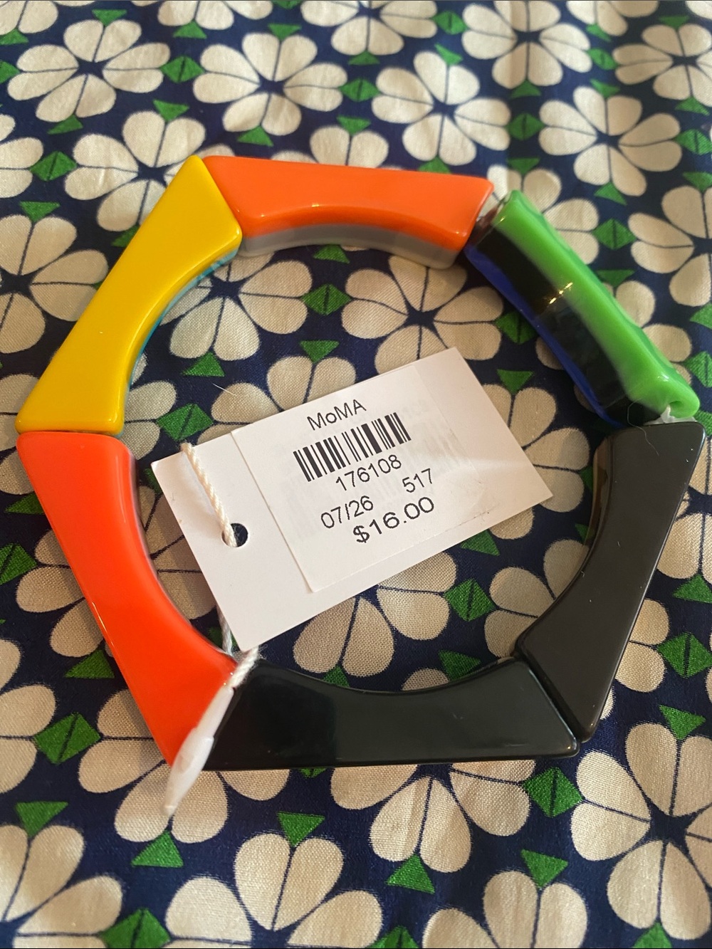 Moma Multicolor Geometric Hexagon Bracelet - Orange Yellow Green Blue Black